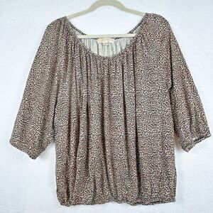 Michael Kors‎ Cheetah Print Top Plus 3X  Animal Black Tan Flowy Soft
